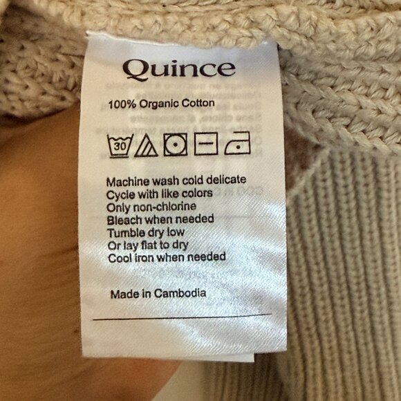 Quince 100% Organic Cotton Fisherman Crew Sweater (Speckled Beige, XL) - Picture 3 of 5